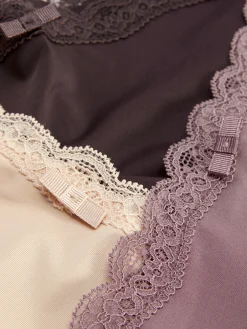 Culotte|Primark Lot De 3 Shortys Bordés De Dentelle Moka