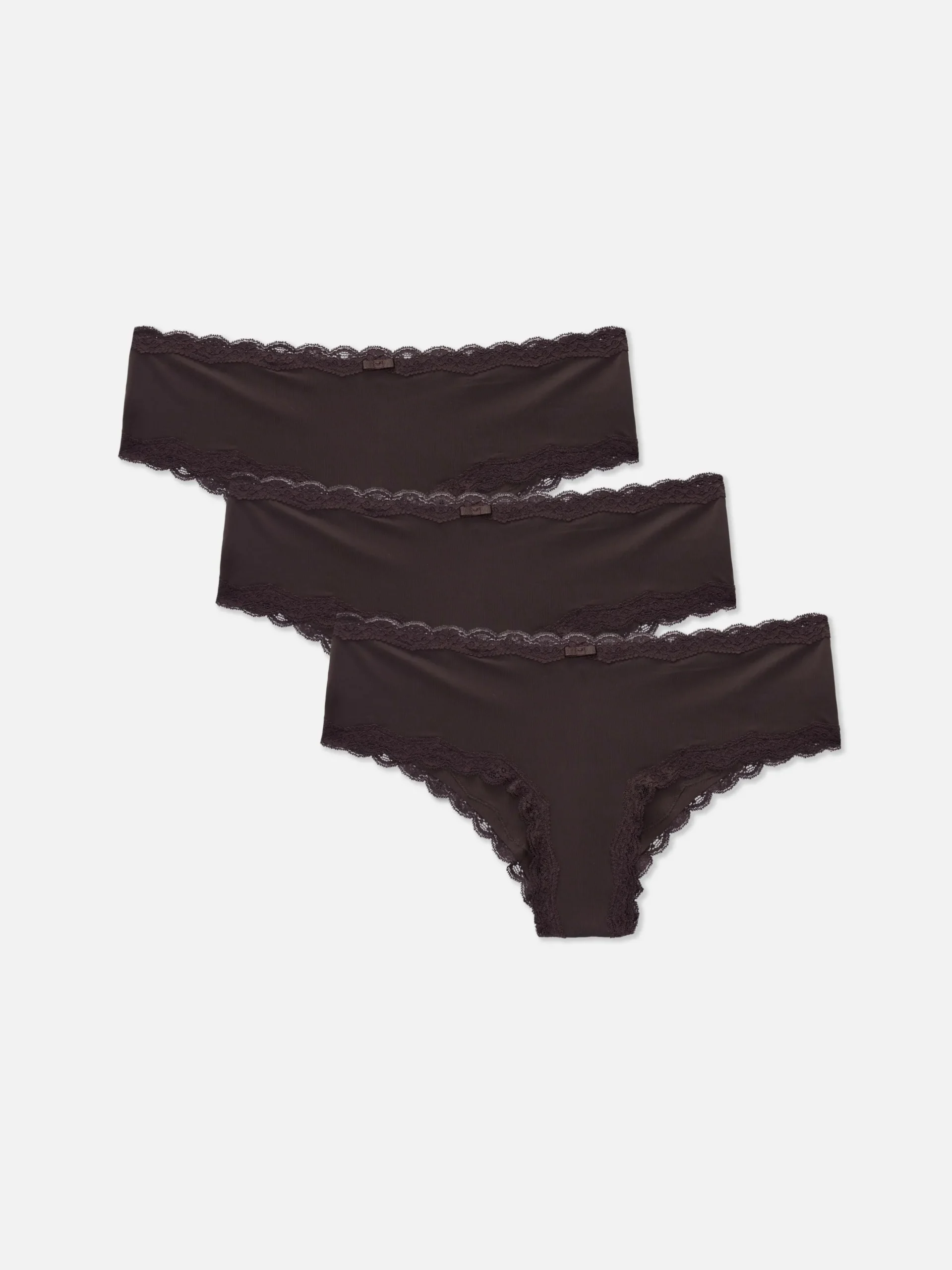 Culotte|Primark Lot De 3 Shortys Bordés De Dentelle Figue