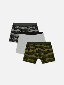 Sous-Vêtements|Primark Lot De 3 Shortys Camouflage En Coton Majoritaire Kaki