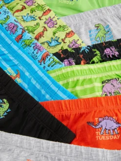 Sous-Vêtement|Primark Lot De 10 Slips Jours De La Semaine à Motif Dinosaure Multicolore