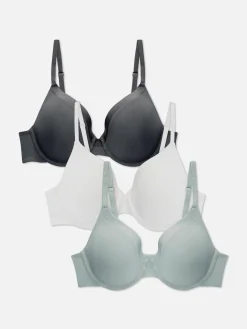 Soutiens-Gorge|Primark Lot De 3 Soutiens-gorge Moulés à Finitions En Satin Anthracite