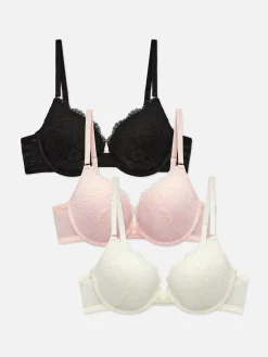 Soutiens-Gorge|Primark Lot De 3 Soutiens-gorge Push-up Plongeants En Dentelle Noir