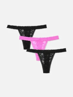 Culotte|Primark Lot De 3 Strings à Finitions En Dentelle Noir