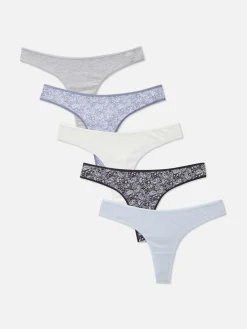 Culotte|Primark Lot De 5 Strings à Motifs Pour Tous Les Jours Bleu