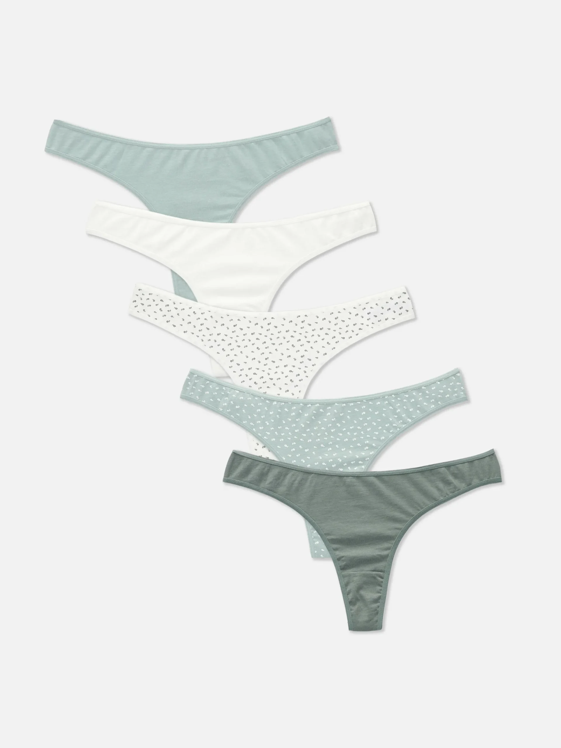 Culotte|Primark Lot De 5 Strings à Motifs Pour Tous Les Jours Vert