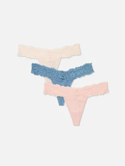 Culotte|Primark Lot De 3 Strings Bandeau En Dentelle Rose