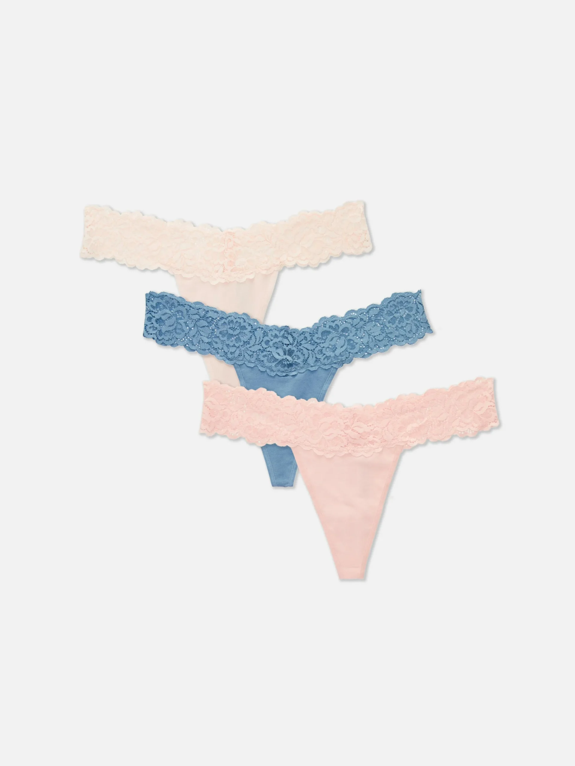 Culotte|Primark Lot De 3 Strings Bandeau En Dentelle Rose