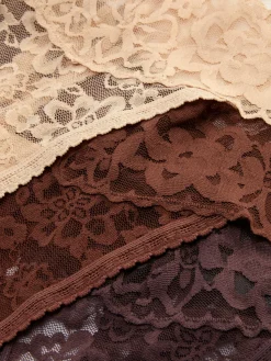 Culotte|Primark Lot De 3 Strings Bandeau En Dentelle Florale Naturel