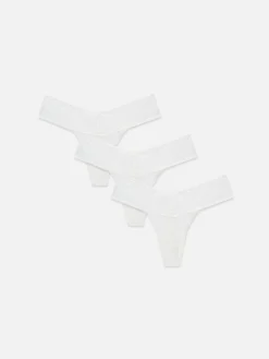 Culotte|Primark Lot De 3 Strings Bandeau En Dentelle Blanc