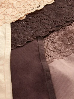 Culotte|Primark Lot De 3 Strings Bandeau En Dentelle Moka