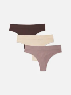 Culotte|Primark Lot De 3 Strings Côtelés Figue