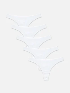 Culotte|Primark Lot De 5 Strings En Coton Essential Blanc