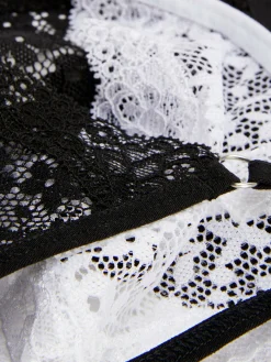 Culotte|Primark Lot De 3 Strings En Dentelle Essential Noir/Blanc