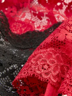 Culotte|Primark Lot De 3 Strings En Dentelle Rouge foncé