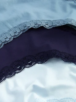 Culotte|Primark Lot De 3 Strings En Microfibre Et En Dentelle Bleu