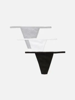 Culotte|Primark Lot De 3 Strings Essential Noir/Blanc