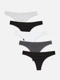 Culotte|Primark Lot De 5 Strings Essentiels Noir/Blanc