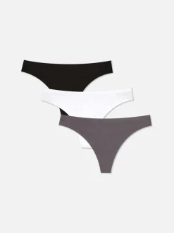 Culotte|Primark Lot De 3 Strings Invisibles Ton Sur Ton Noir