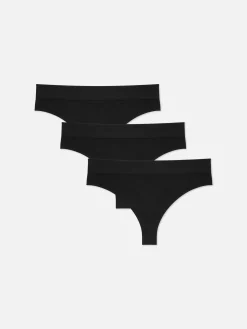 Culotte|Primark Lot De 3 Strings Sans Couture Essential Noir