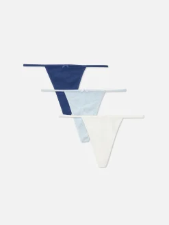 Culotte|Primark Lot De 3 Strings Texturés En Pointelle Bleu clair