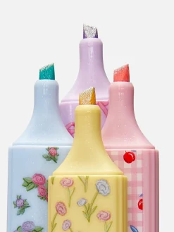 Crayons De Couleur|Primark Lot De 4 Surligneurs à Paillettes Rose