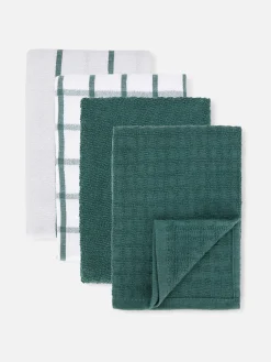 Art De La Table|Primark Lot De 4 Torchons En Coton éponge Bleu sarcelle