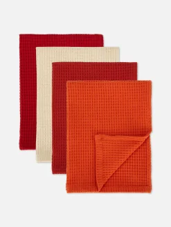 Art De La Table|Primark Lot De 4 Torchons Gaufrés Rouge