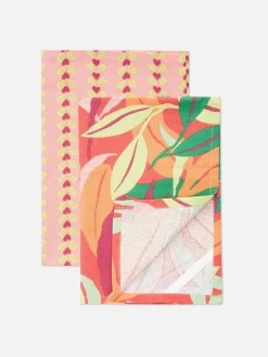 Art De La Table|Primark Lot De 2 Torchons Imprimés Rose clair