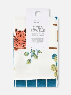 Art De La Table|Primark Lot De 2 Torchons Imprimés Bleu sarcelle