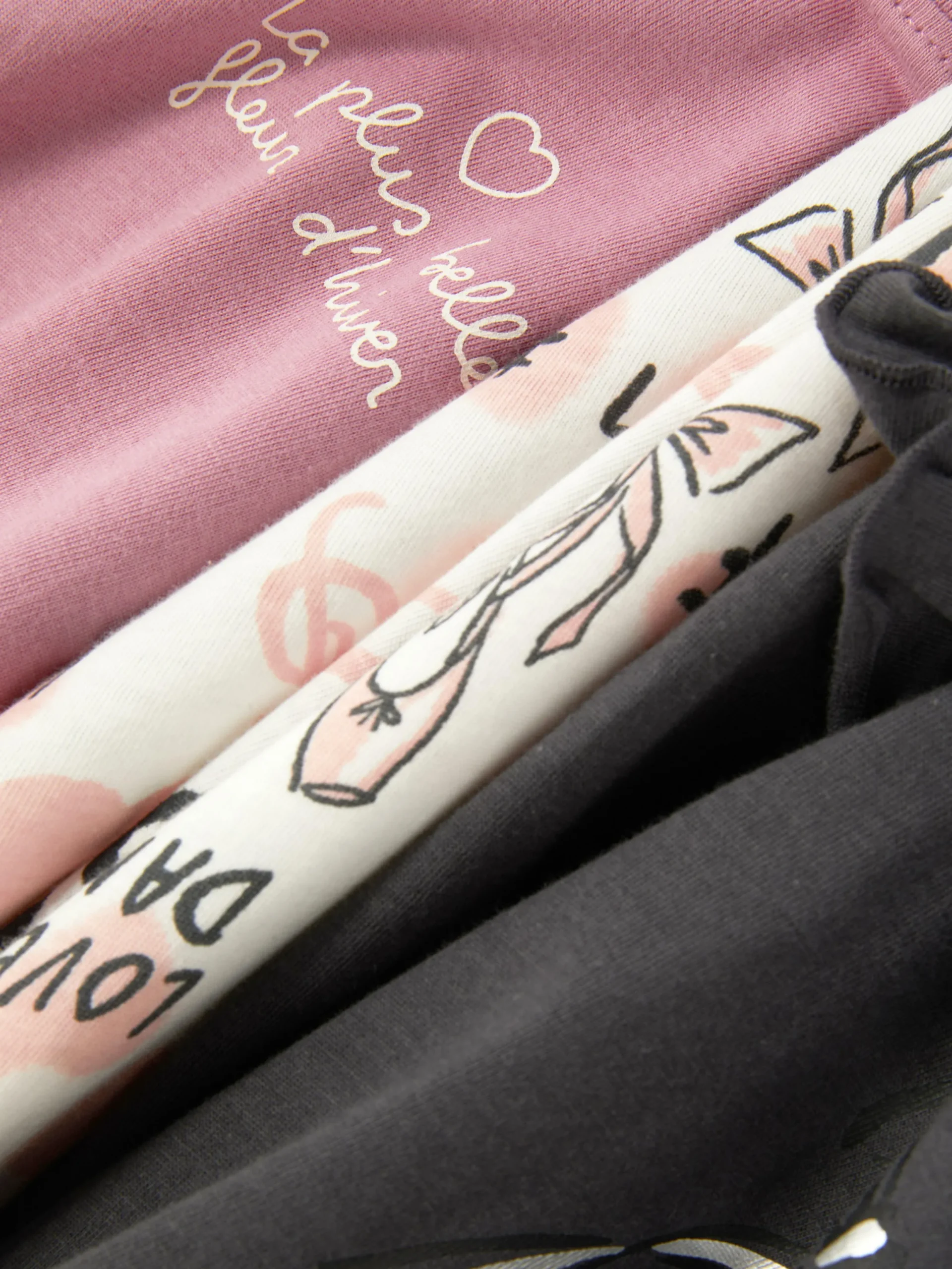 Hauts Et T-Shirts|Primark Lot De 3 T-shirts à Manches Longues Et à Motif Ballet Anthracite