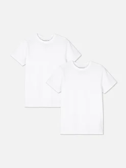 Hauts Et T-Shirts|Primark Lot De 2 T-shirts à Manches Courtes Blanc