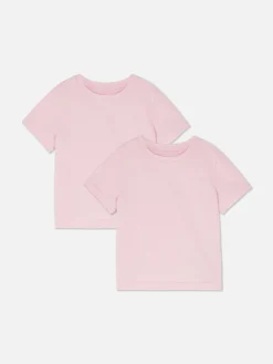 Hauts Et T-Shirts|Primark Lot De 2 T-shirts D'école à Manches Courtes Rose