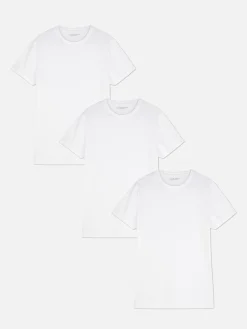 Sous-Vêtements|Hauts Et T-Shirts|Primark Lot De 3 T-shirts De Sous-vêtement à Col Rond Blanc