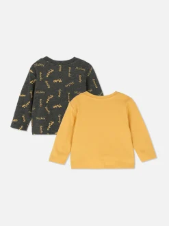 Hauts Et T-Shirts|Primark Lot De 2 T-shirts Graphiques Disney Dingo Jaune moutarde