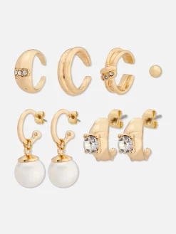 Bijoux|Primark Lot De 6 clous Et Boucles D'oreilles à Clip En Strass Jaune