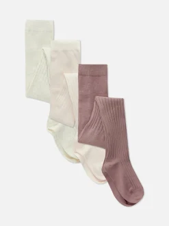 Chaussettes Et Collants|Primark Lot De 3 collants Côtelés Variés Rose