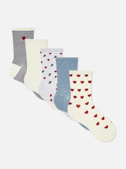 Chaussettes|Primark Lot De 5 paires De Chaussettes à Motif Cœur Bleu marine