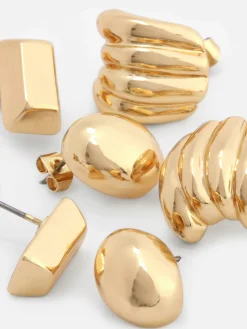 Bijoux|Primark Lot De 3 paires De Clous D'oreilles Sculpturaux Jaune