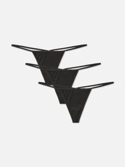 Culotte|Primark Lot De 3 strings Brillants Noir
