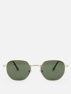 Lunettes De Soleil|Primark Lunettes De Soleil à Monture Hexagonale En Métal Vert