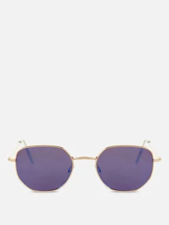 Lunettes De Soleil|Primark Lunettes De Soleil à Monture Hexagonale En Métal Bleu