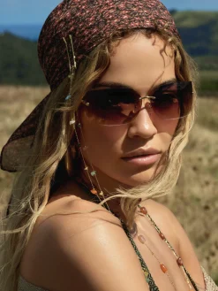 Lunettes De Soleil|Primark Lunettes De Soleil Incurvées Sans Monture Rita Ora Marron