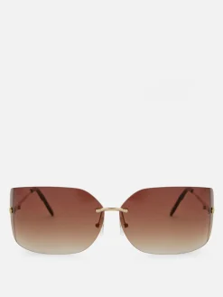 Lunettes De Soleil|Primark Lunettes De Soleil Incurvées Sans Monture Rita Ora Marron