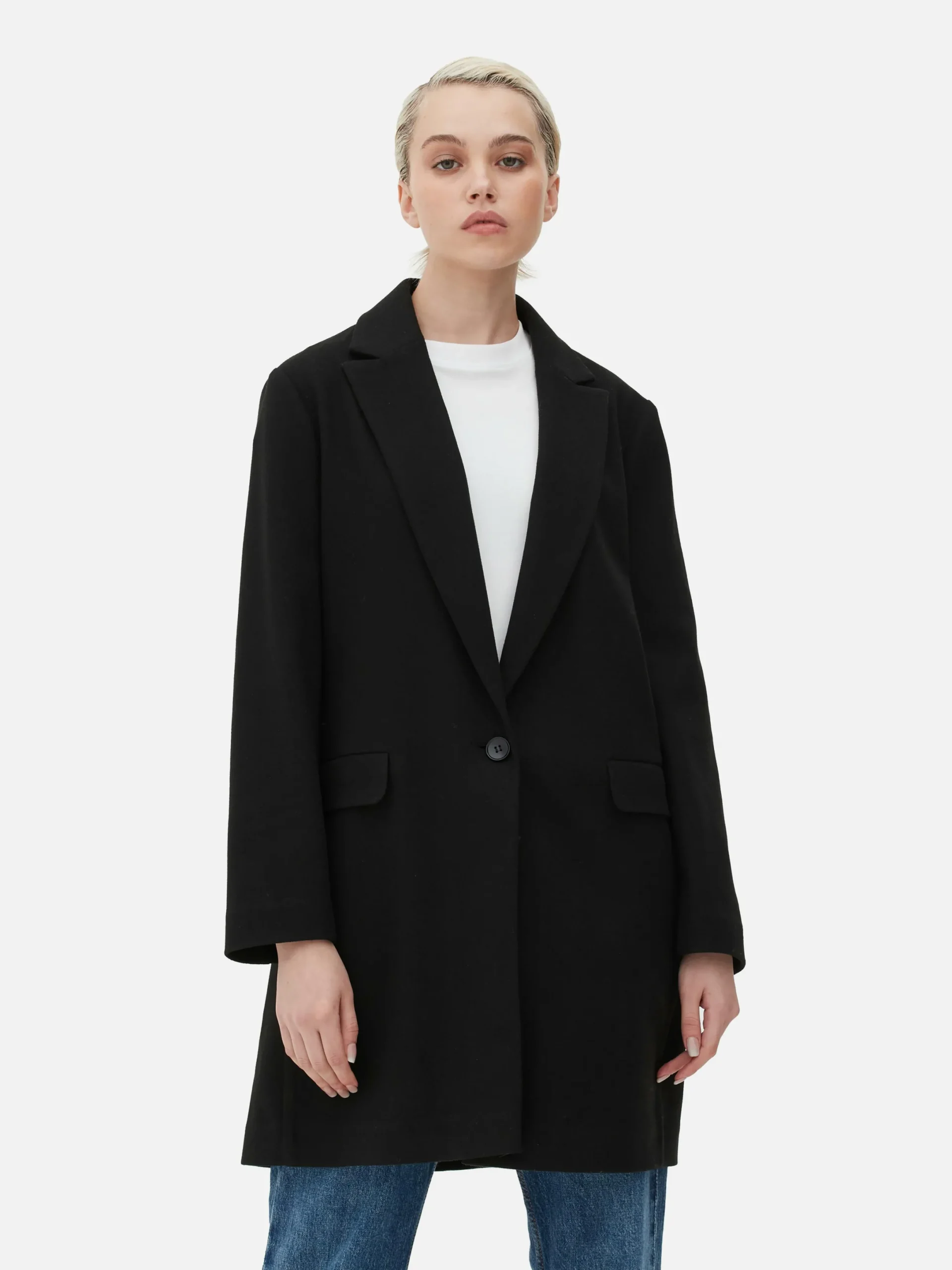 Manteaux Et Vestes|Primark Manteau à Boutonnage Simple Classique Noir