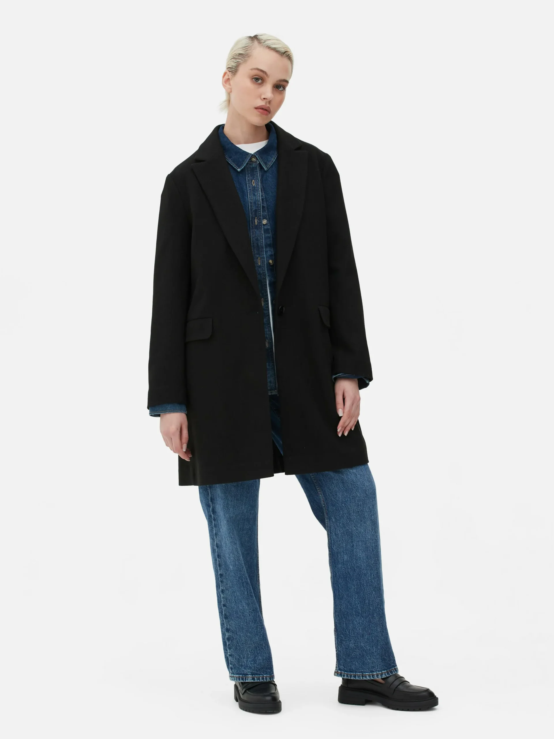 Manteaux Et Vestes|Primark Manteau à Boutonnage Simple Classique Noir