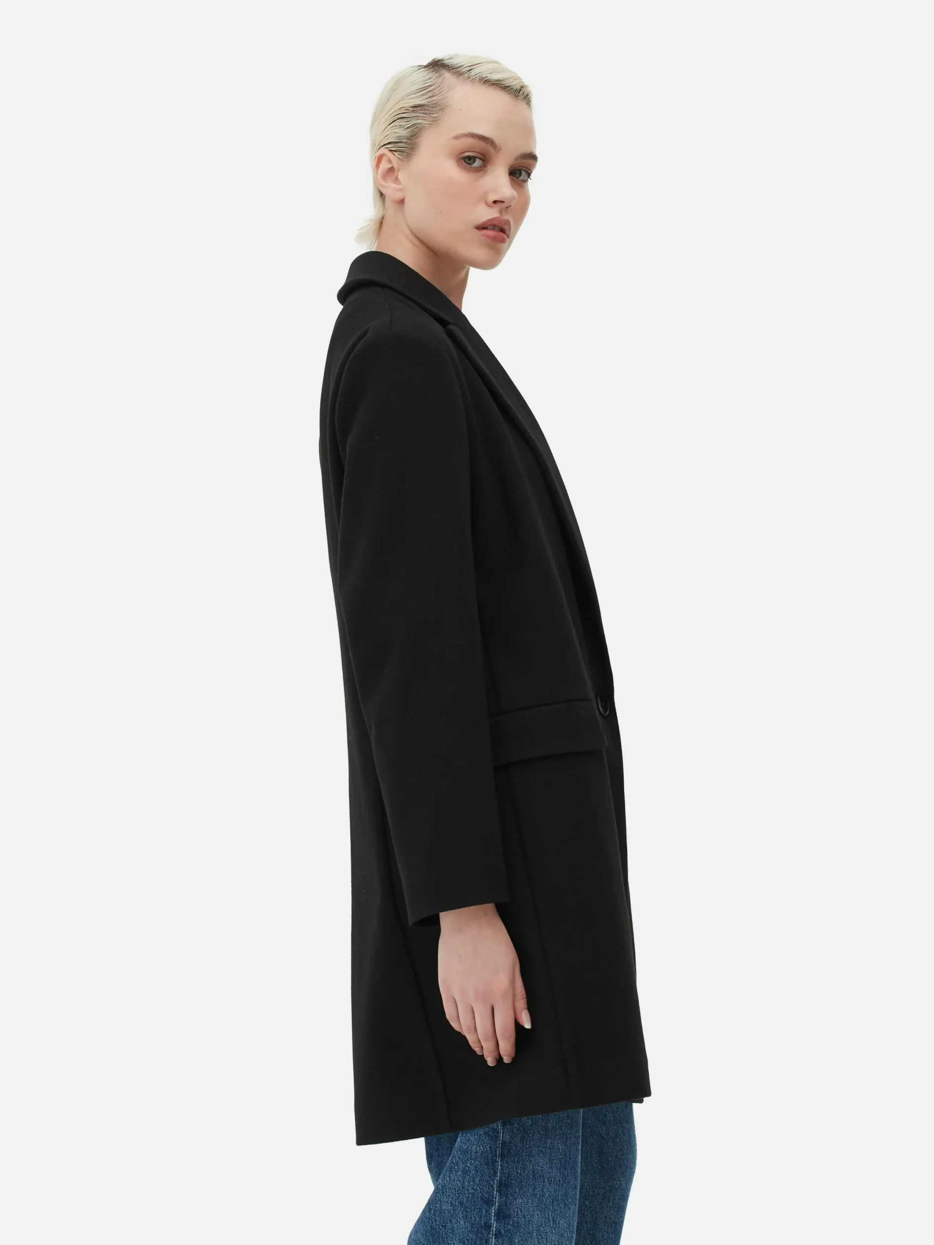 Manteaux Et Vestes|Primark Manteau à Boutonnage Simple Classique Noir