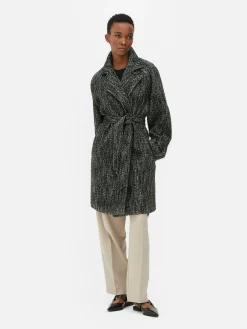 Manteaux Et Vestes|Primark Manteau à Chevrons Avec Ceinture Noir/Blanc