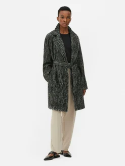 Manteaux Et Vestes|Primark Manteau à Chevrons Avec Ceinture Noir/Blanc