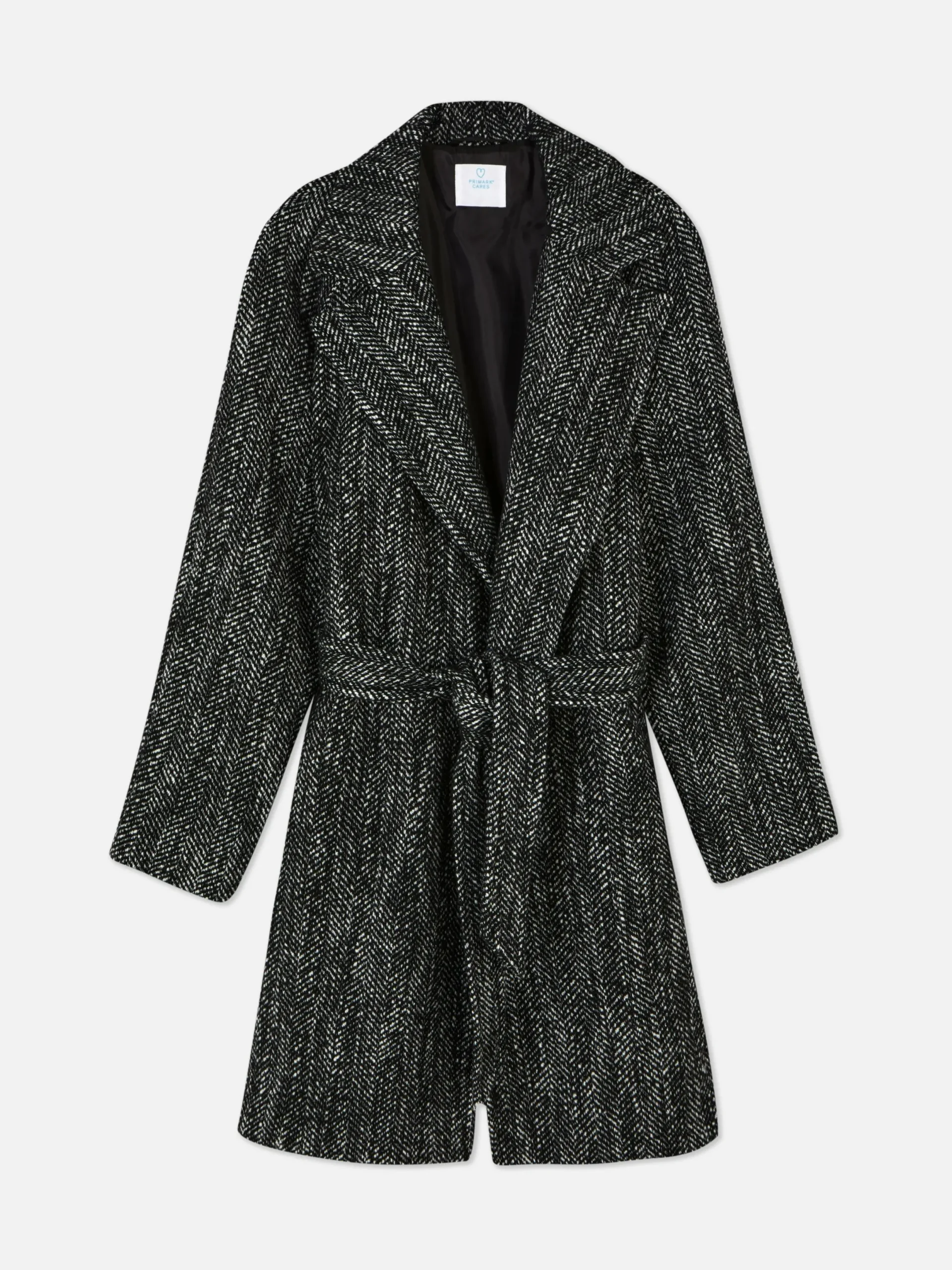 Manteaux Et Vestes|Primark Manteau à Chevrons Avec Ceinture Noir/Blanc