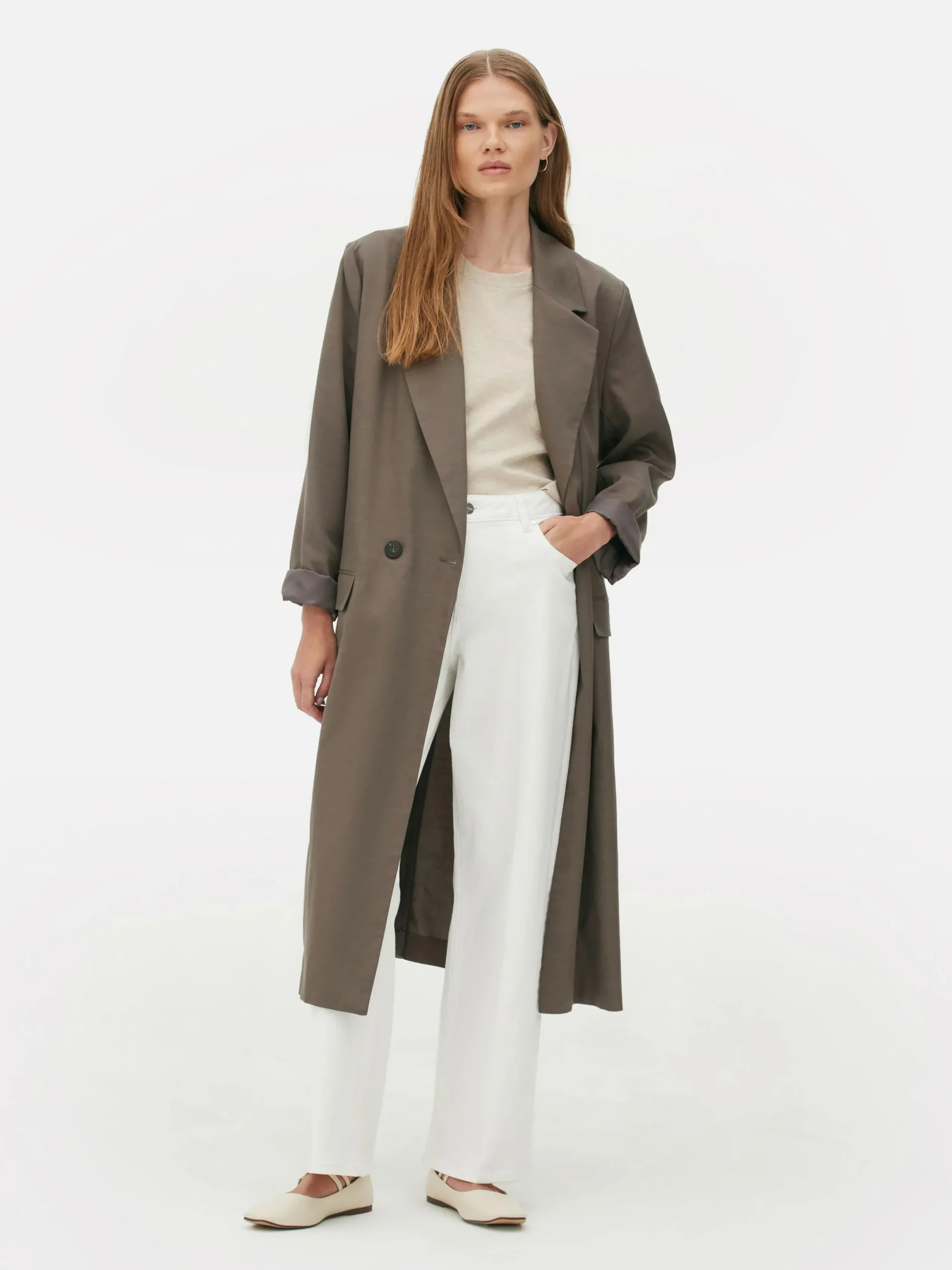 Manteaux Et Vestes|Primark Manteau Cache-poussière à Double Boutonnage The Edit Taupe